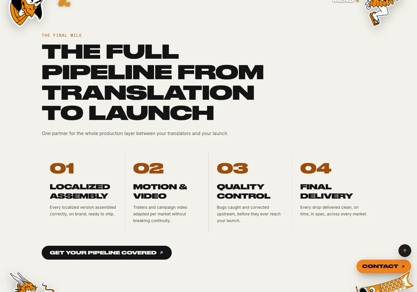 Loc & Capture website showing assembly, motion and video, quality control and delivery