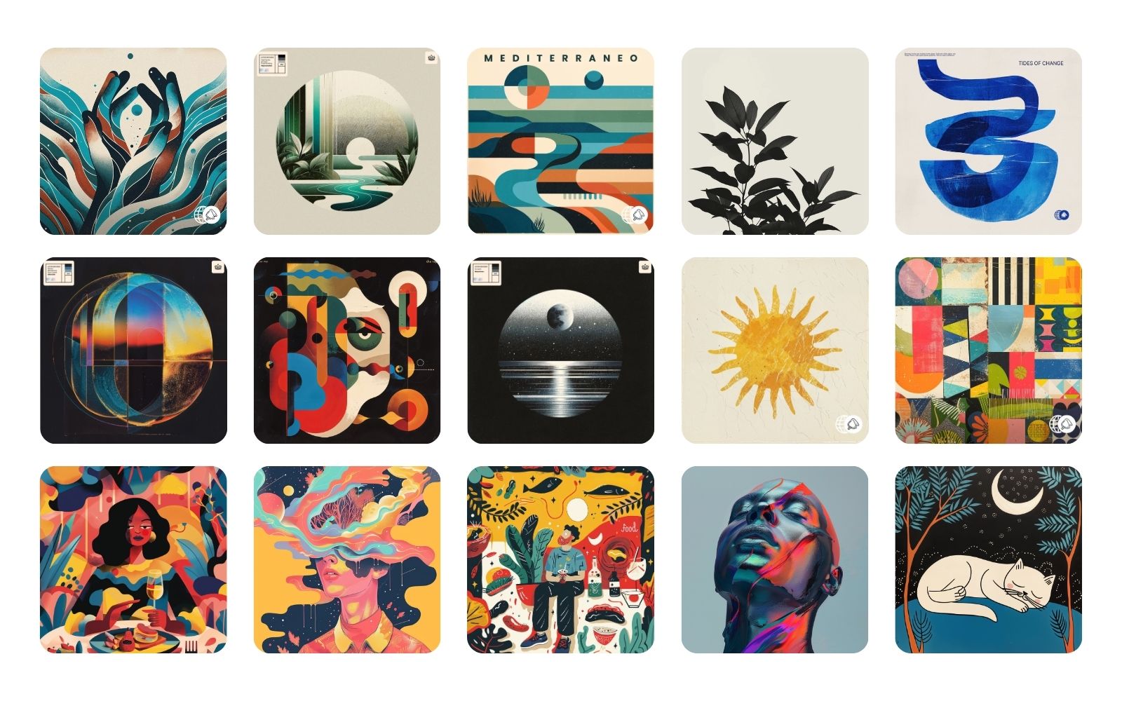 Grid aus Release Artworks für verschiedene Musiklabels